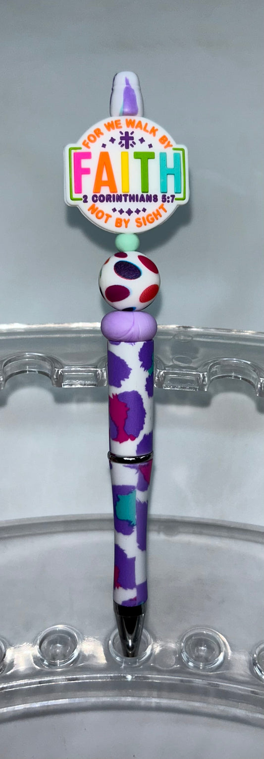 For We Walk By Faith Not By Sight Purple Splatter Pen