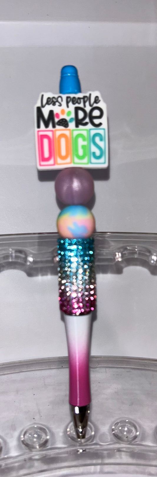 Less People More Dogs Bling Ombre' Pen
