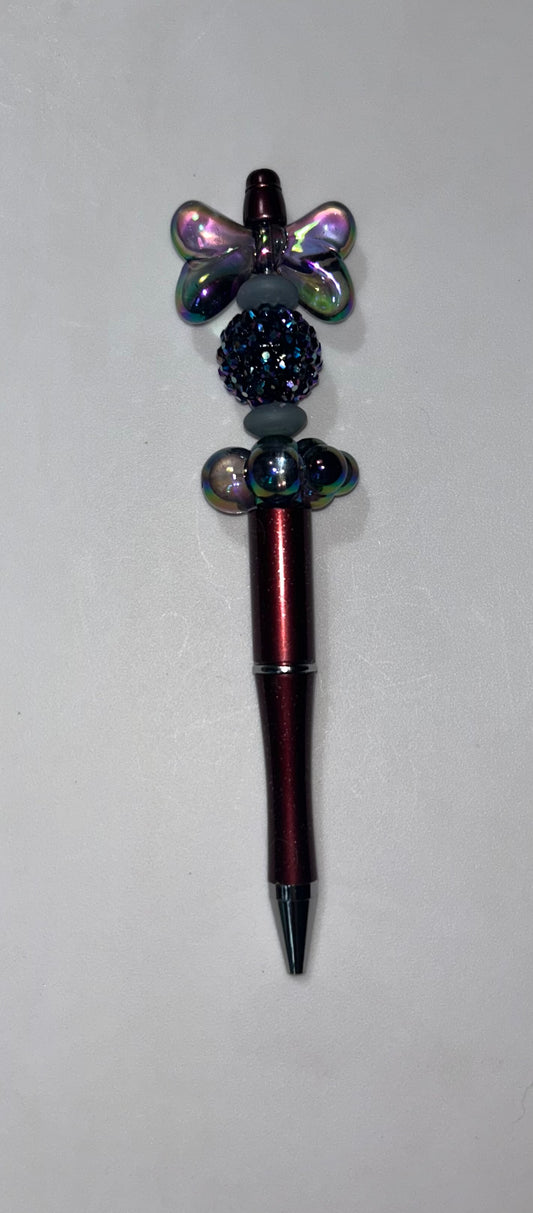 Metallic Bow Burgandy Pen