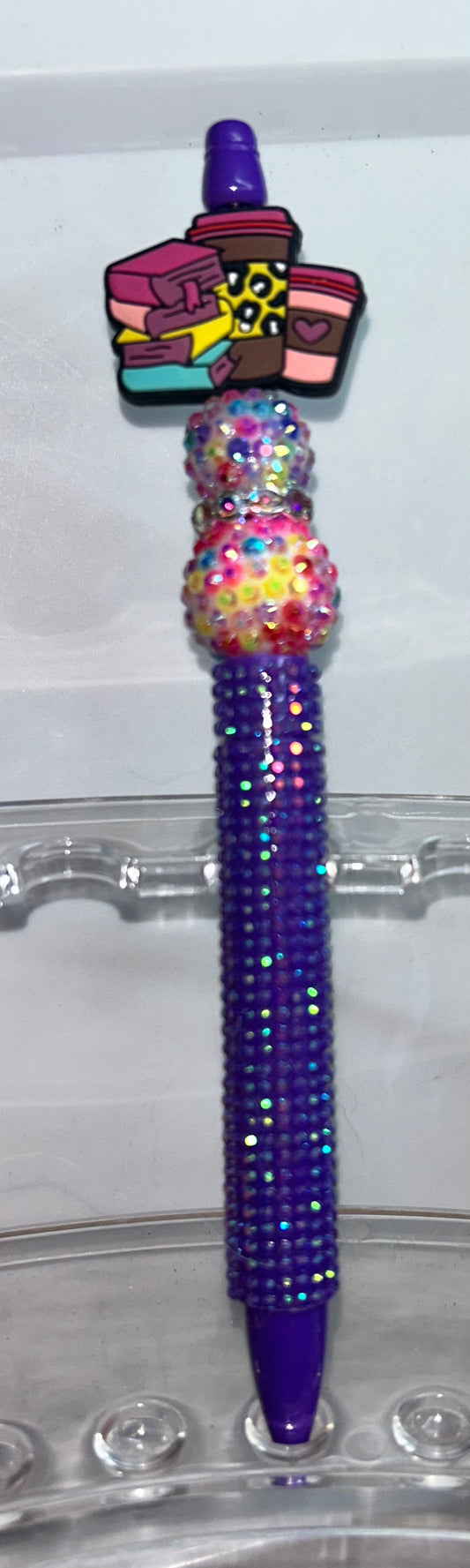 Coffee Book Purple Bling Pen