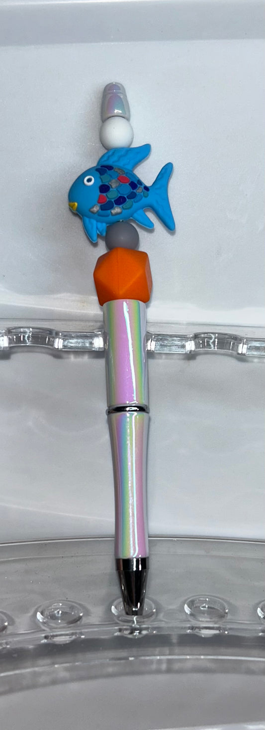 Blue Fish White Pearl Pen