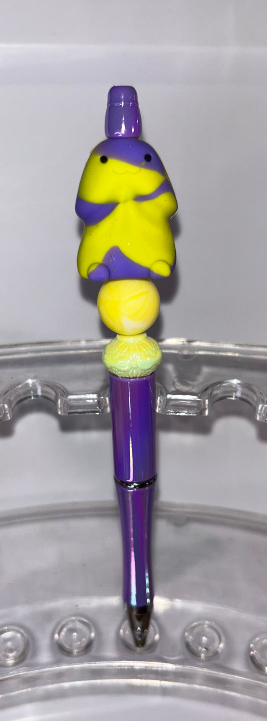 Purple/Yellow Striped Purple Metallic Pen