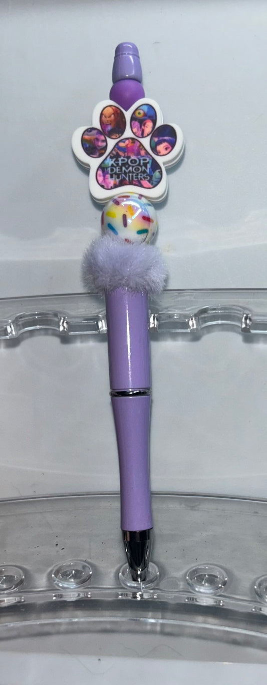 K-Pop Demon Hunters Paw Print Purple Pen