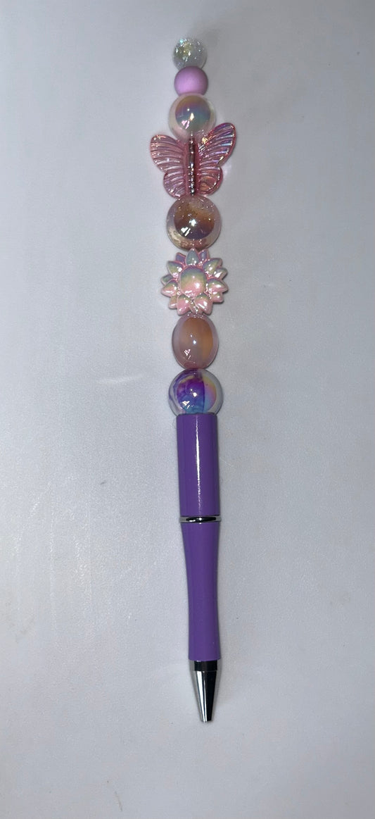Pink Butterfly Purple Pen