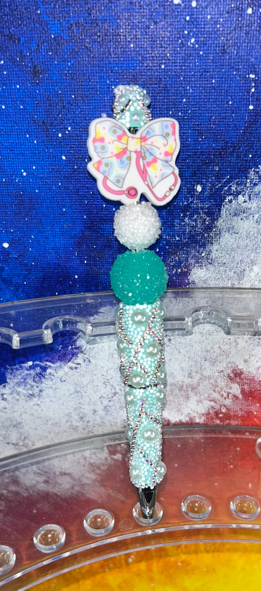 Nurse Bow Teal Specialty Pen