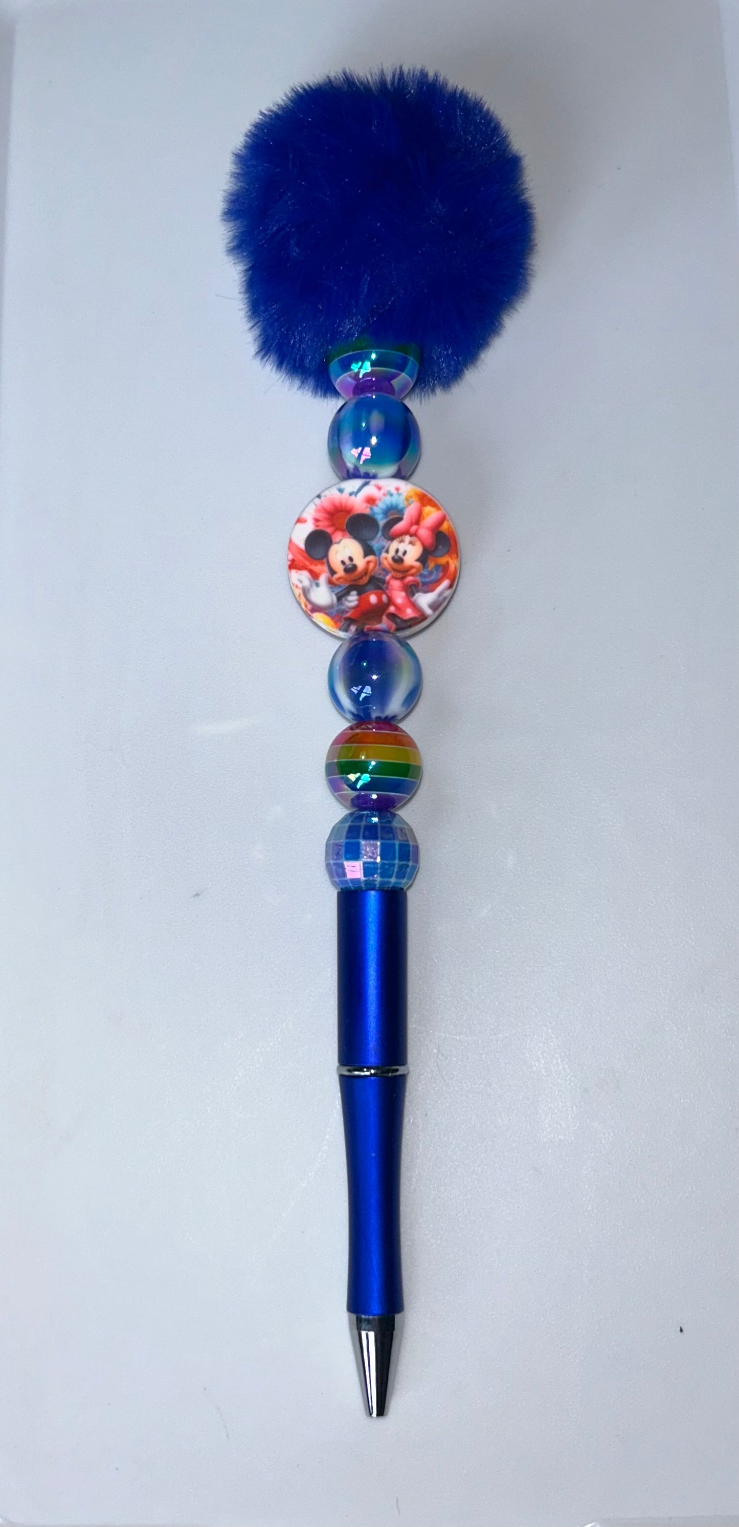 Mickey & Minnie Blue PomPom Pen