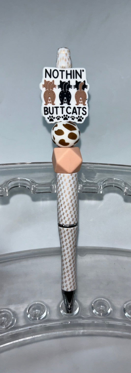 Nothin' Butt Cats Gold Checkered Pen