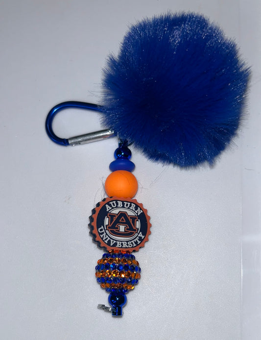Auburn keychain blue pompom