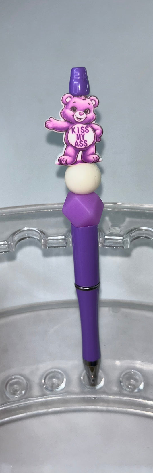 Kiss My A$$ Swear Bear Purple Pen