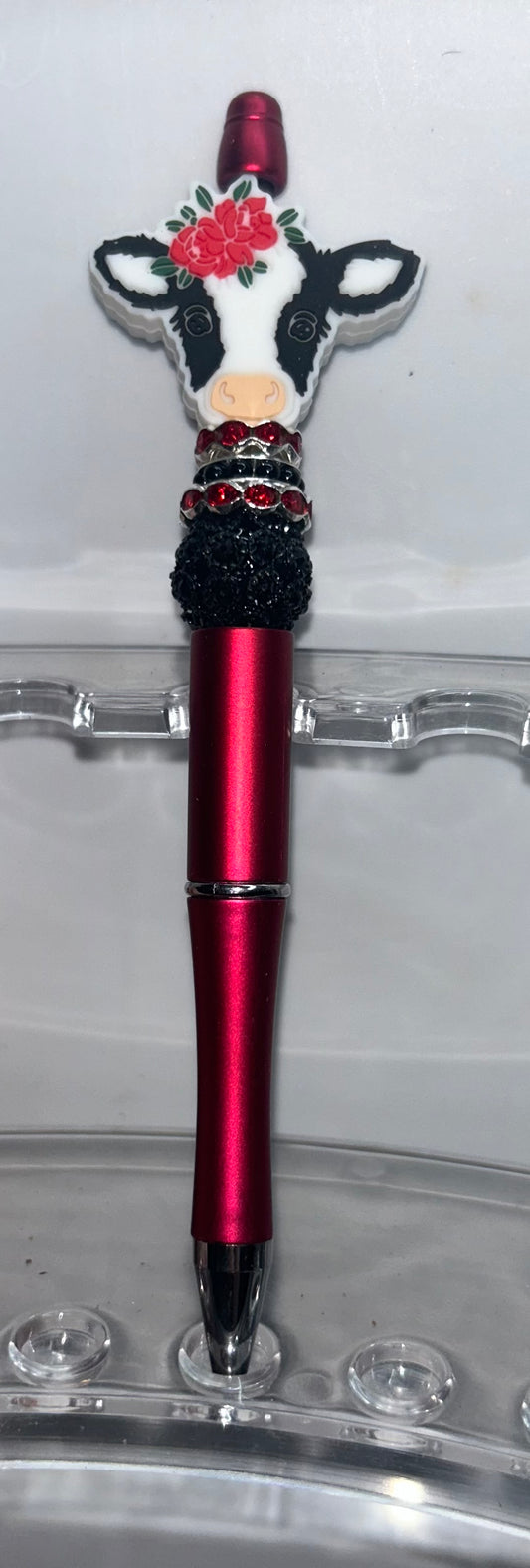 Cow Head Burgandy Pen