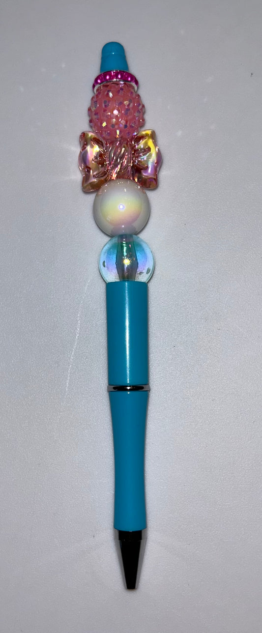 Pink Heart Blue Pen