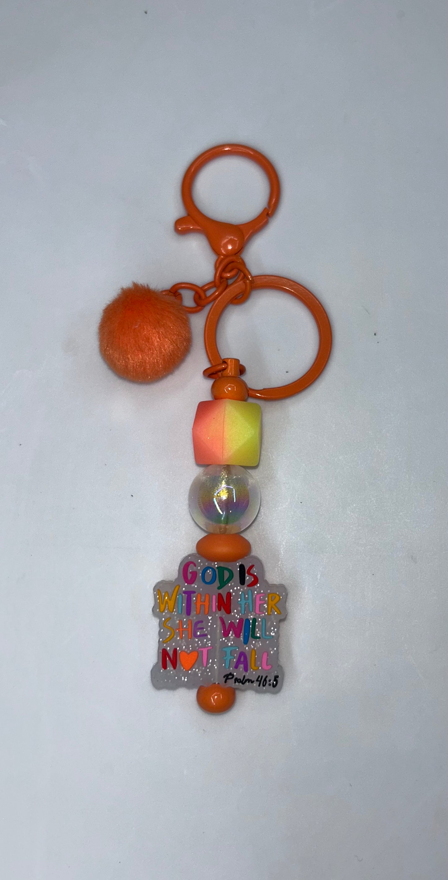 Go Is Within Her She Will Not Fall Orange Key Chain