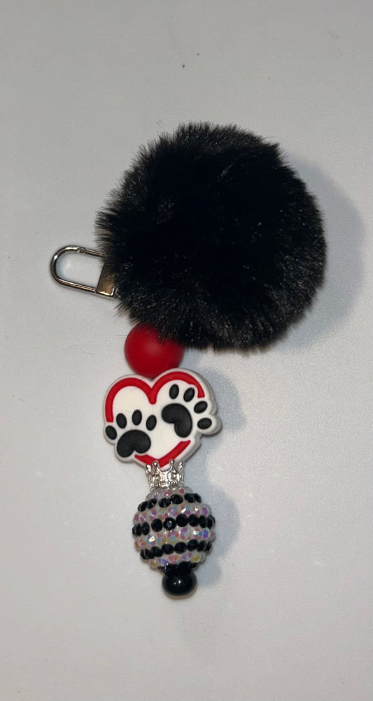 Paw Print Heart Keychain