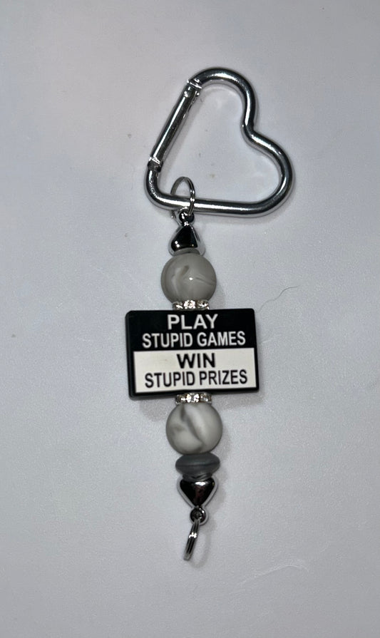 Play Stupid Games Black Keychain