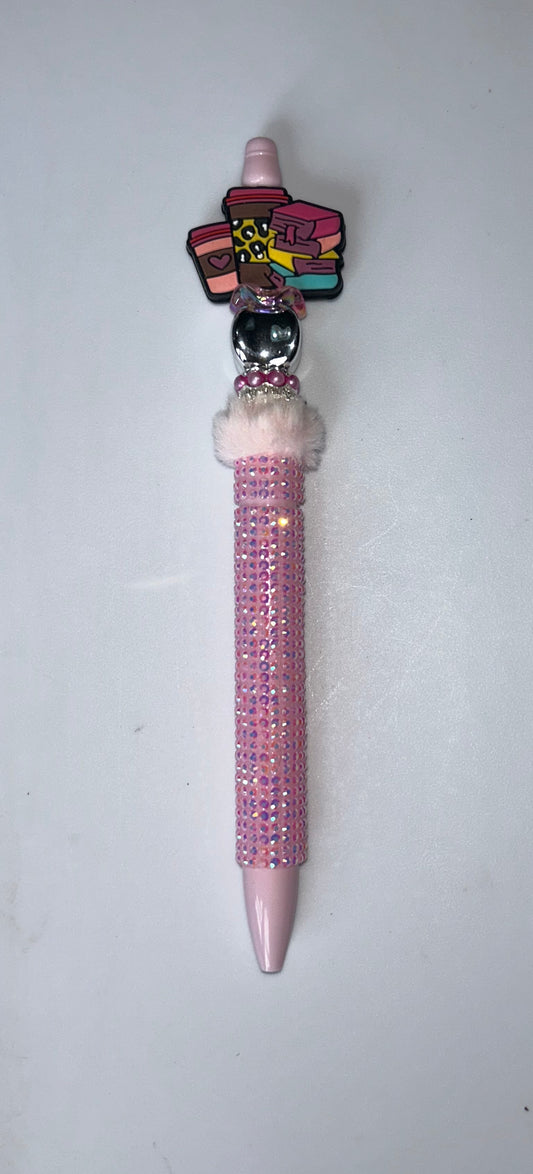Coffee Books Pink Bling Pen
