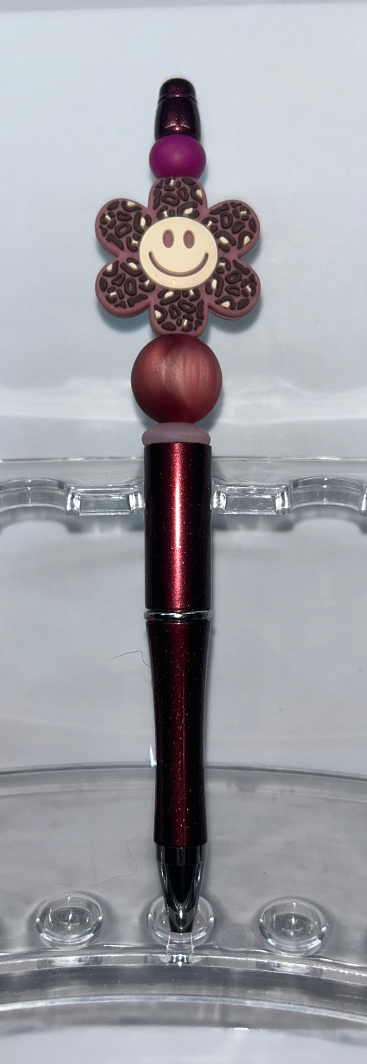 Smilie Flower Burgandy Pen