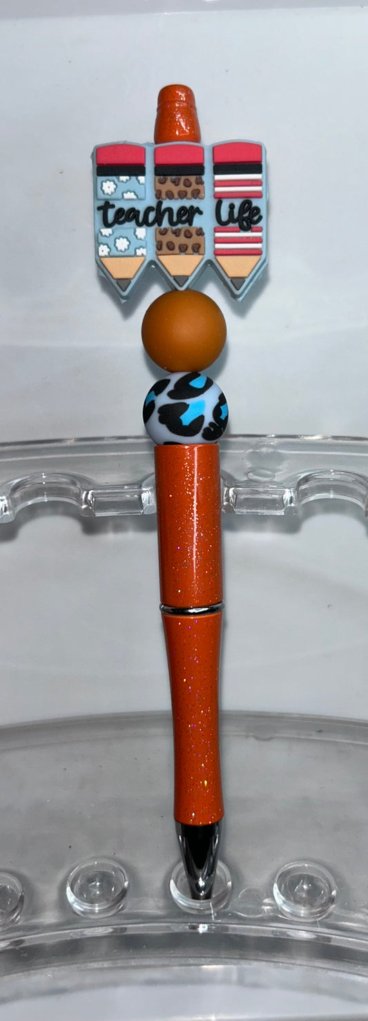 Teacher Life Pencil Orange Pen