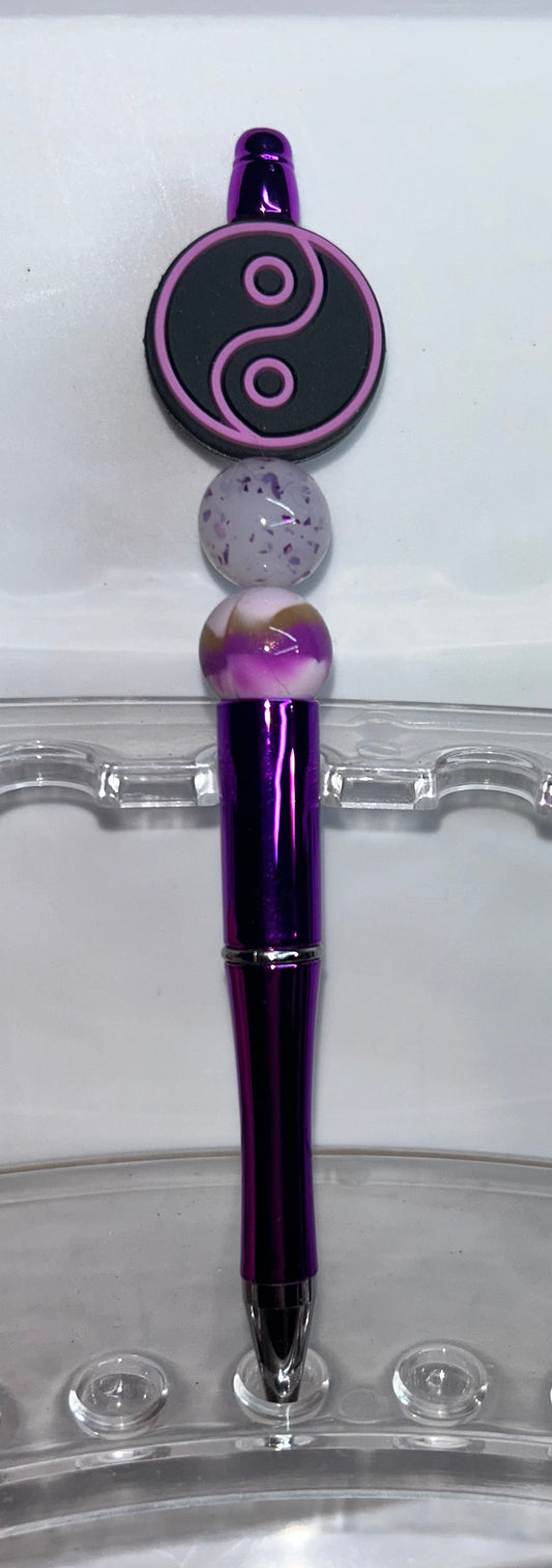 Purple Black Ying Yang Shiny Purple Pen