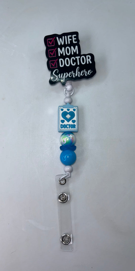 Wife Mom Doctor Superhero Badge Reel