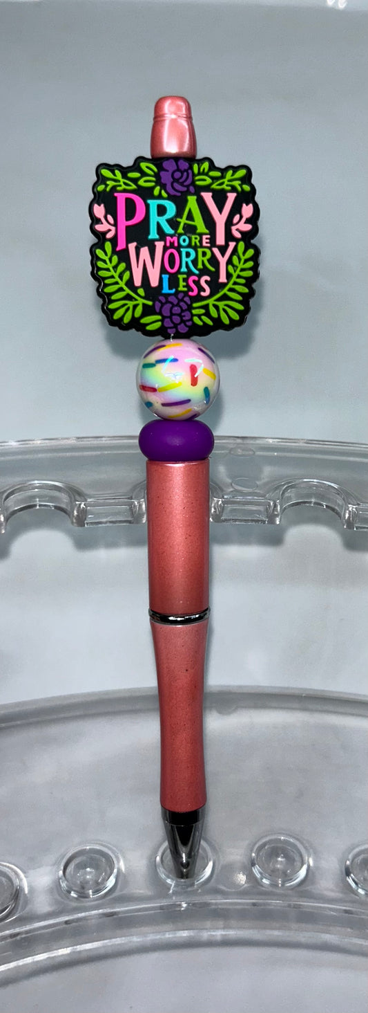 Pray More Worry Less Peach Pen