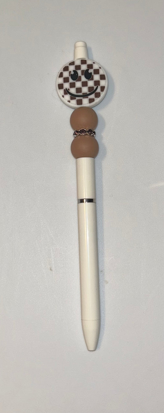 Brown Smilie White Pen
