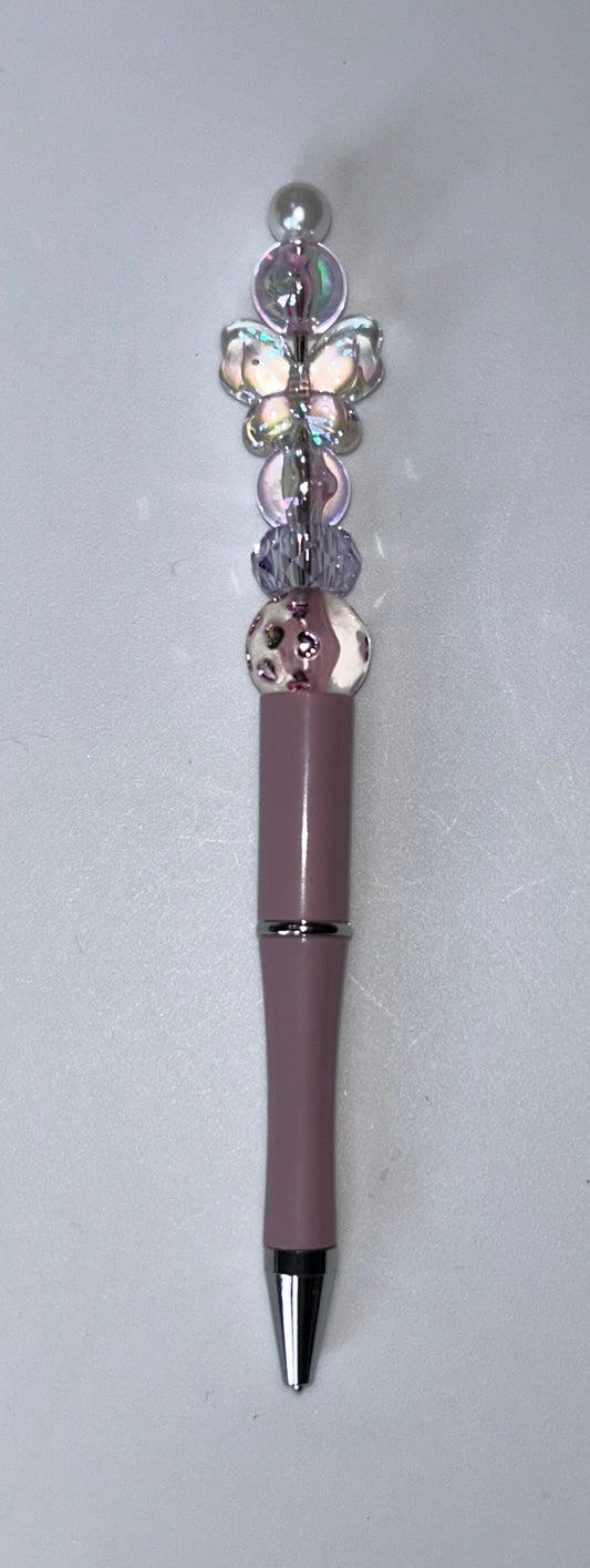 Clear Butterfly Rose Gold Pen