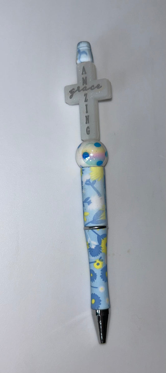 Amazing Grace Cross Floral Pen