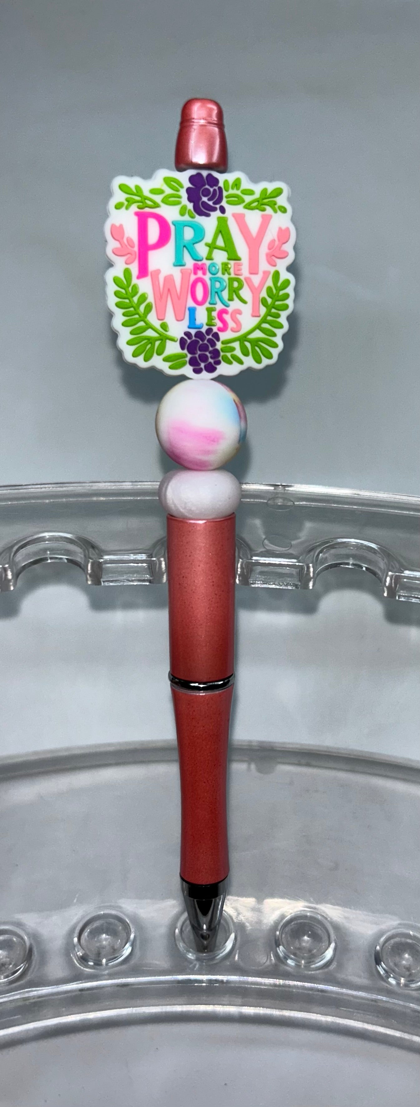 Pray More Worry Less Peach Pen