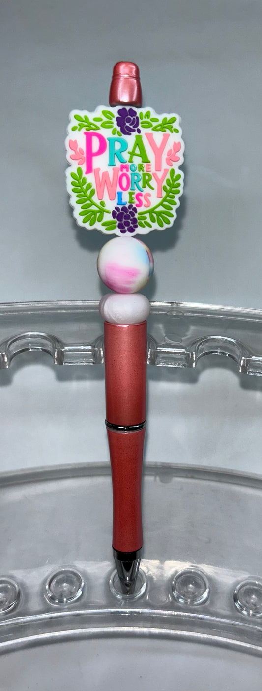 Pray More Worry Less Peach Pen
