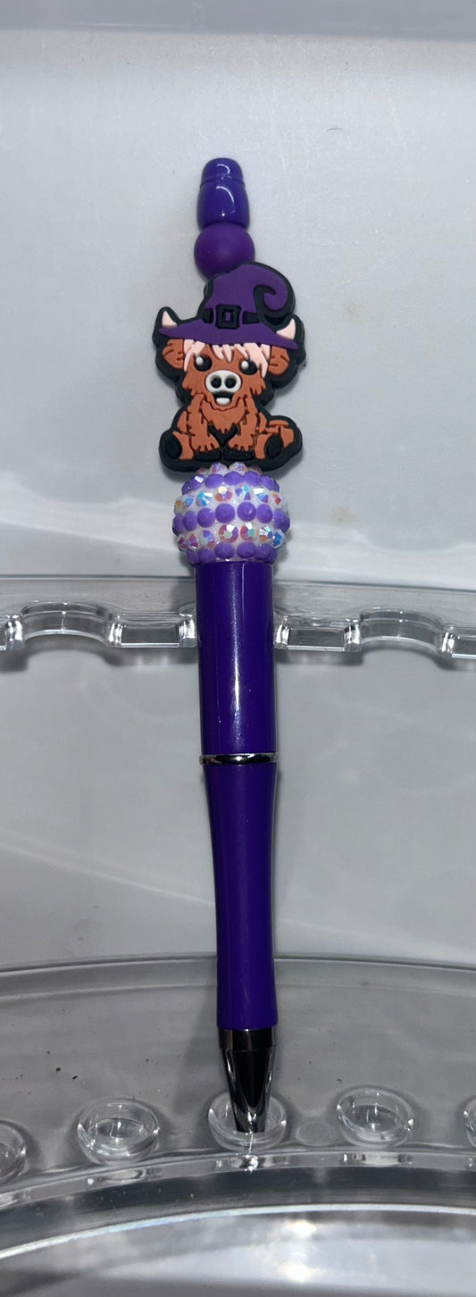 Highland Cow Witches Hat Purple Pen