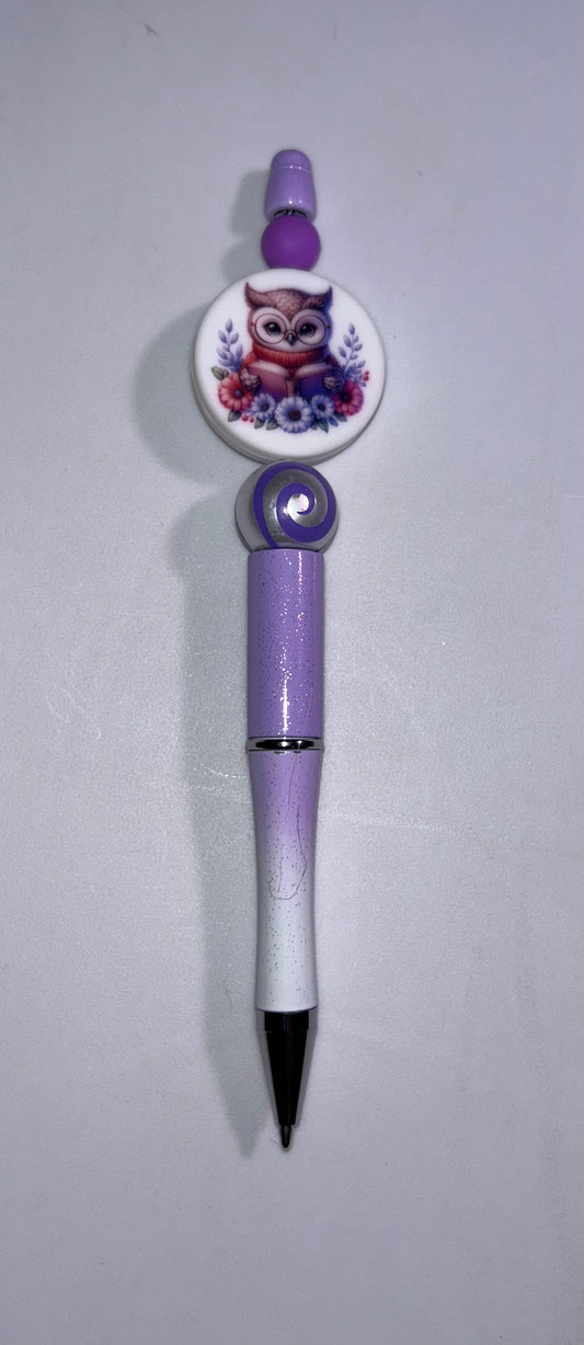 Owl Reading Book Purple Ombre' Pen