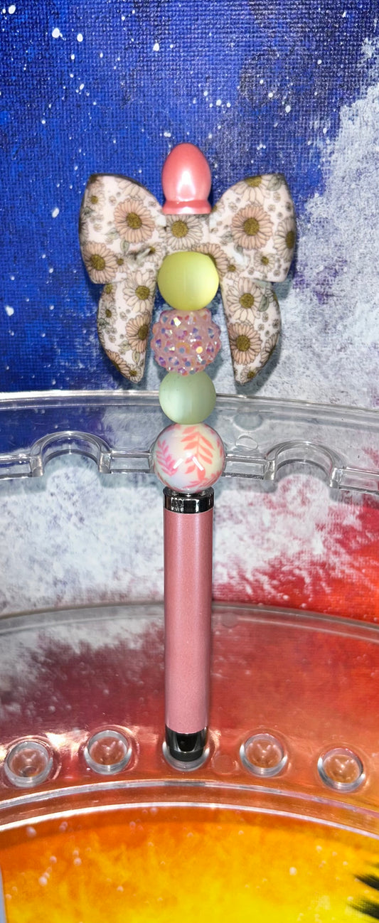 Pink Floral Bow Light Pink Stylus
