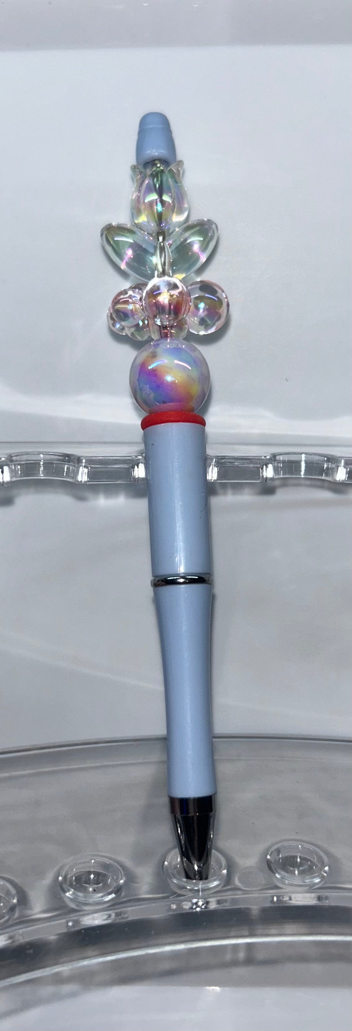 Clear Rose Light Blue Pen