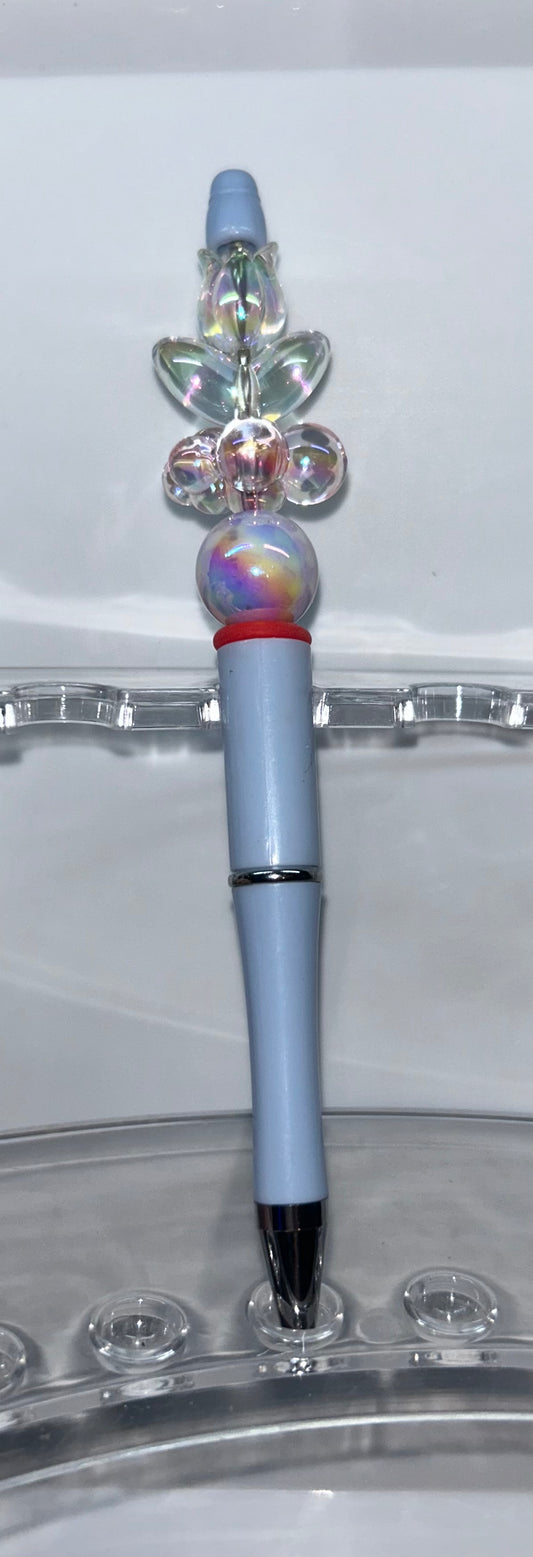 Clear Rose Light Blue Pen