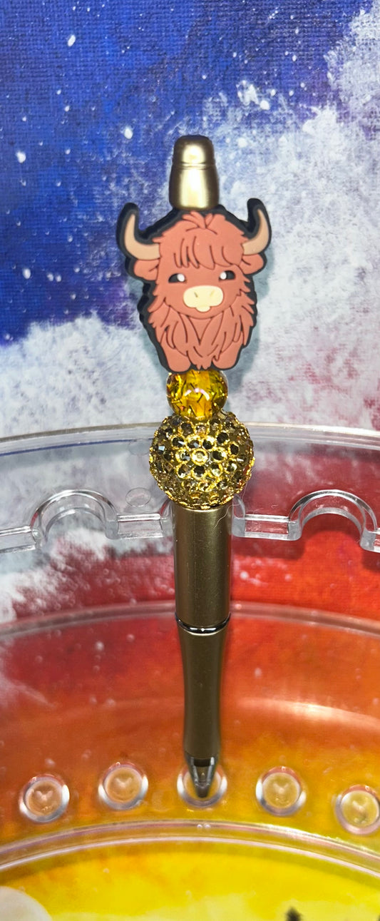 Highland Cow Gold Pen