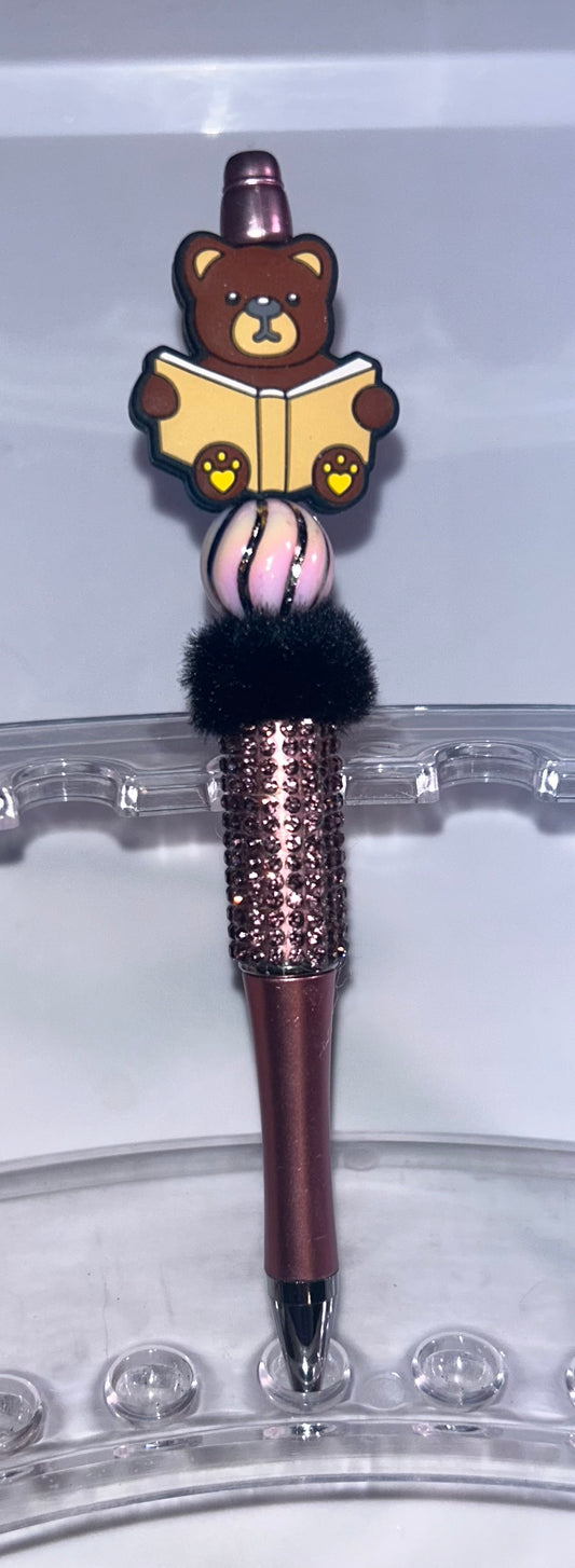 Bear Book Rose Bling Pen