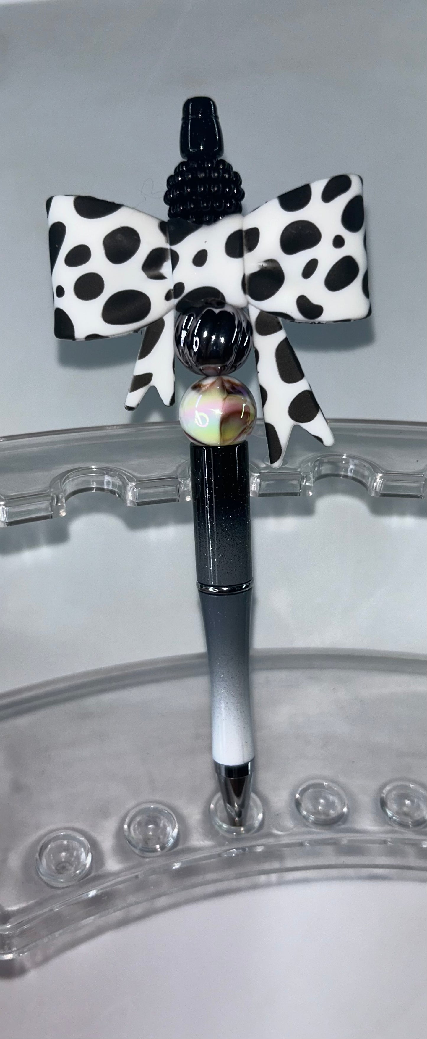 Cow Print Bow Black Ombre' Pen