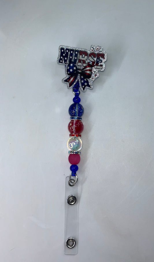 Red White & Blue Nurse Badge Reel