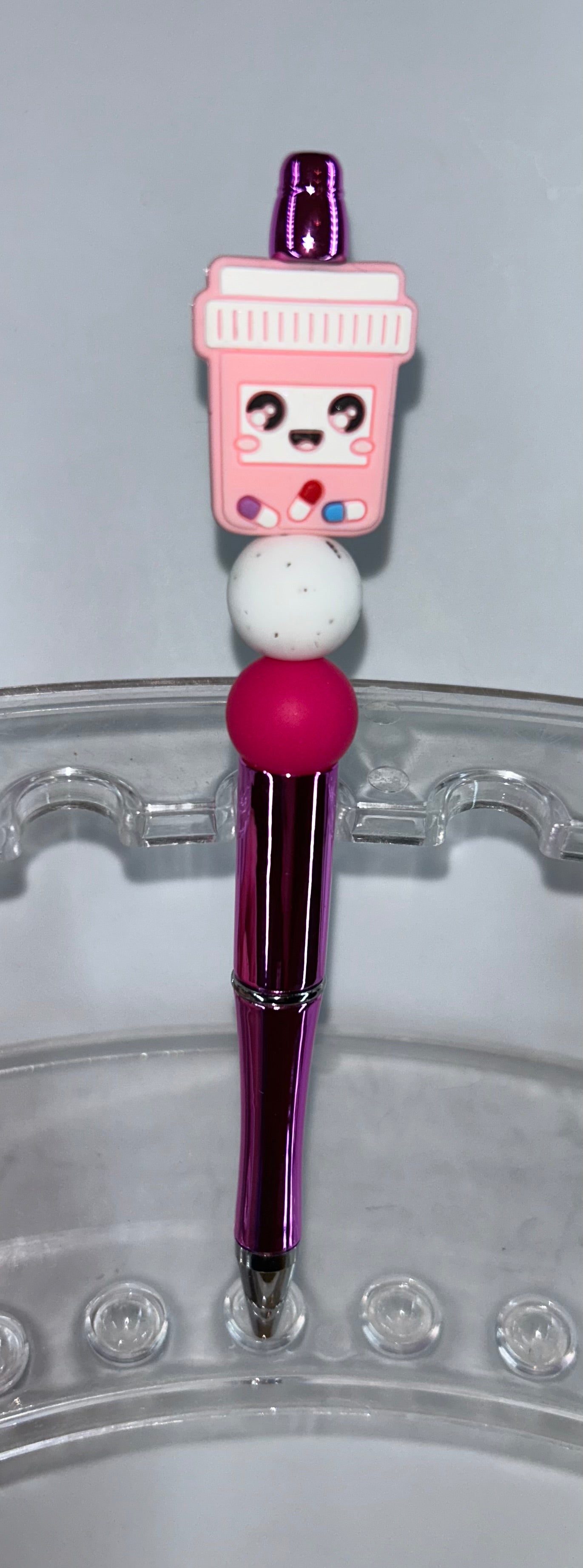 Pink Pill Bottle Shiny Pink Pen