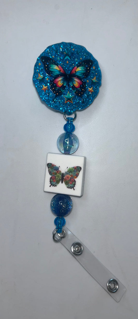 Butterfly Blue Badge Reel