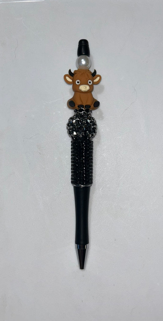 Highland Cow Black Bling Pen