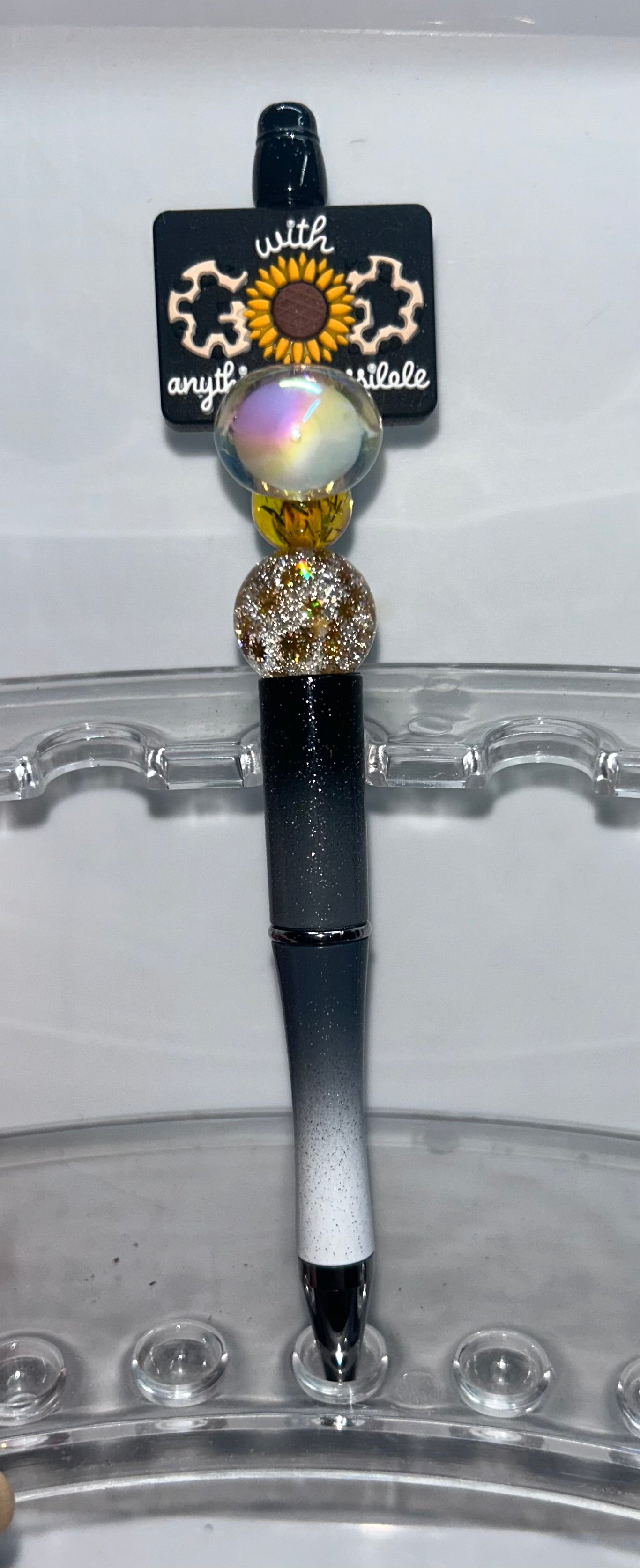 With God Anything Is Possible Heart Charm Black Ombre' Pen