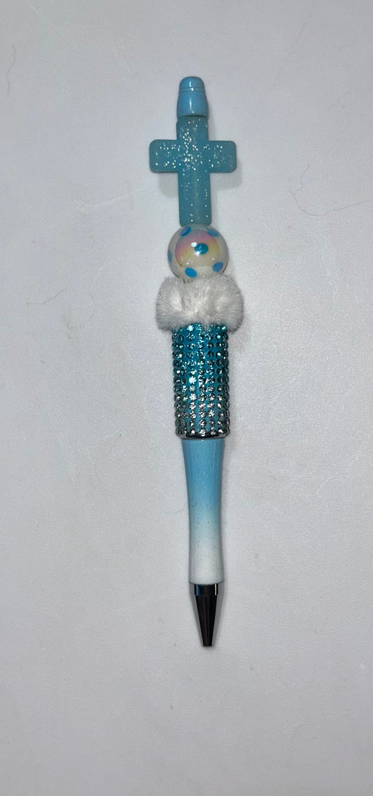 Blue Cross Blue Ombre Bling Pen