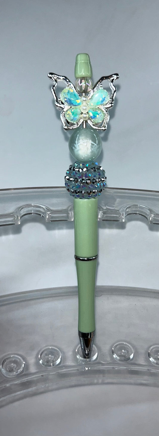 Teal Silver Butterfly Teal Pen