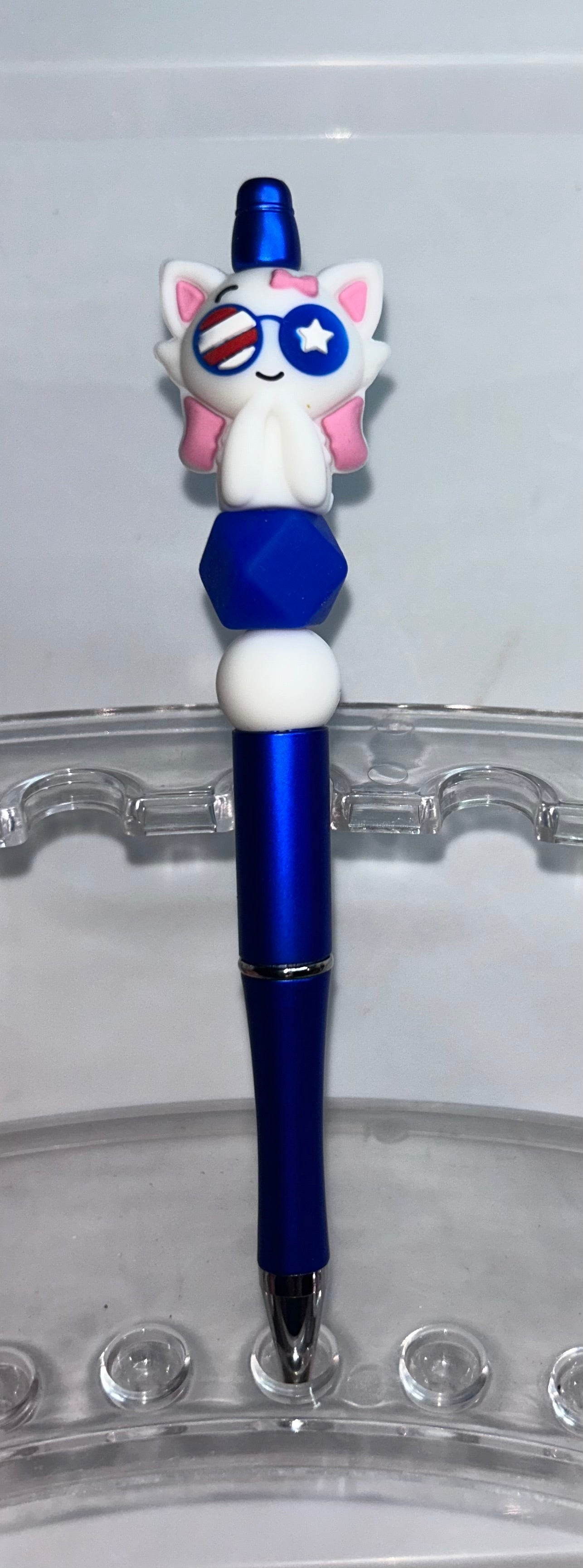 Patriotic Cat Blue Pen