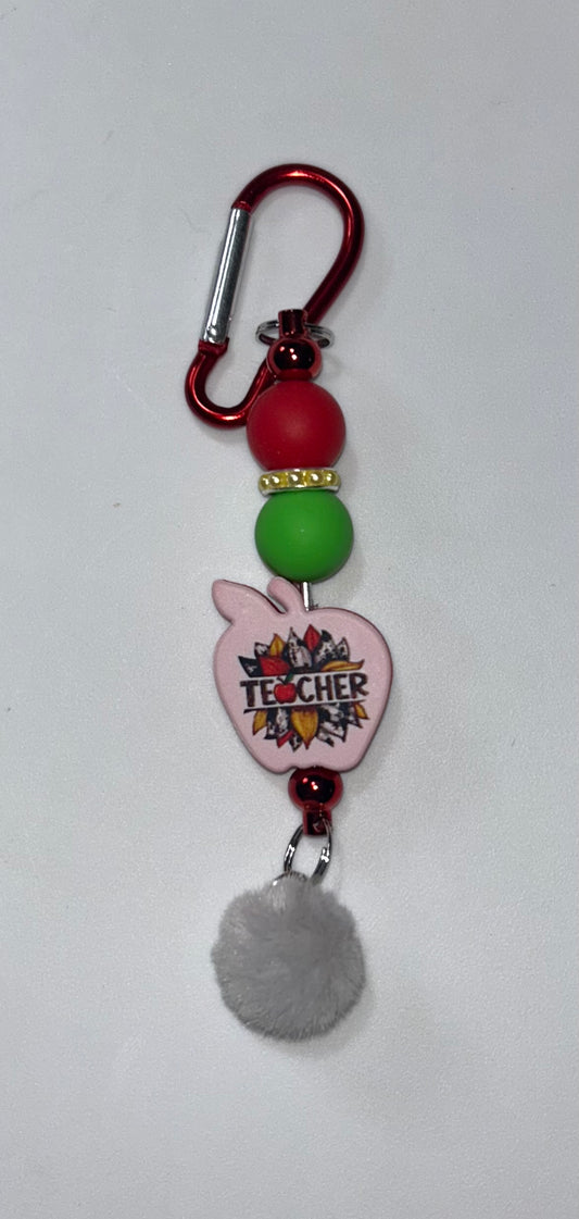 Green and Red Teacher Keychain