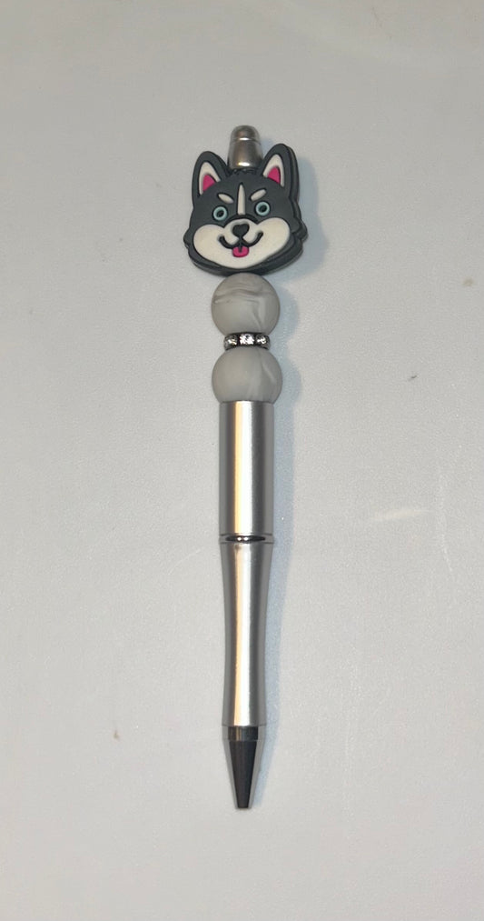 Husky Head Silver Pen
