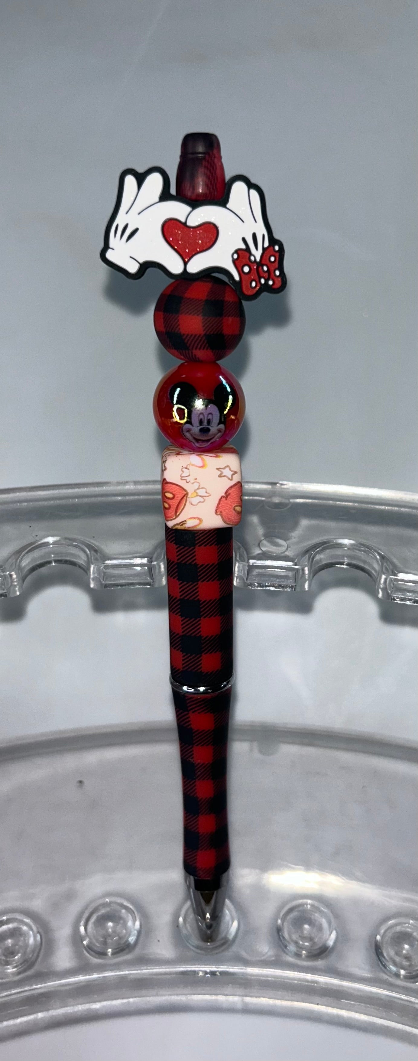 Mickey Hands Red Checkered Pen