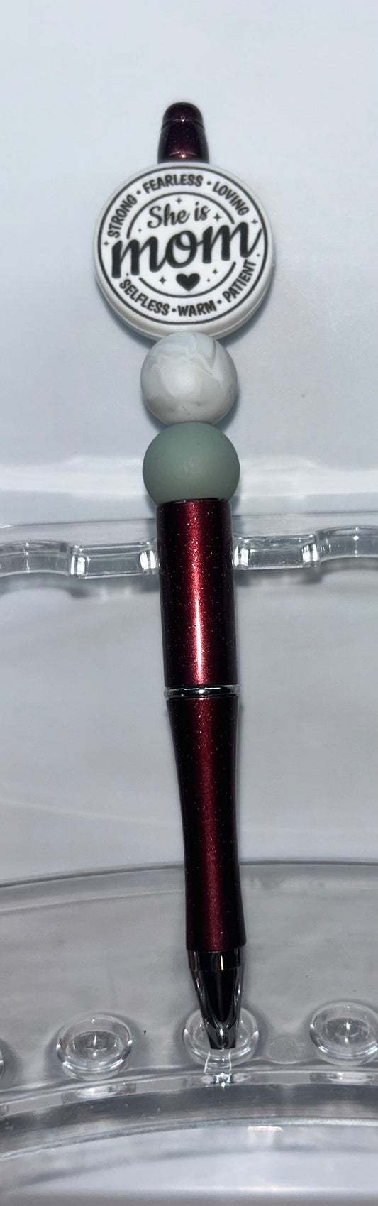 She Is Mom Burgandy Pen