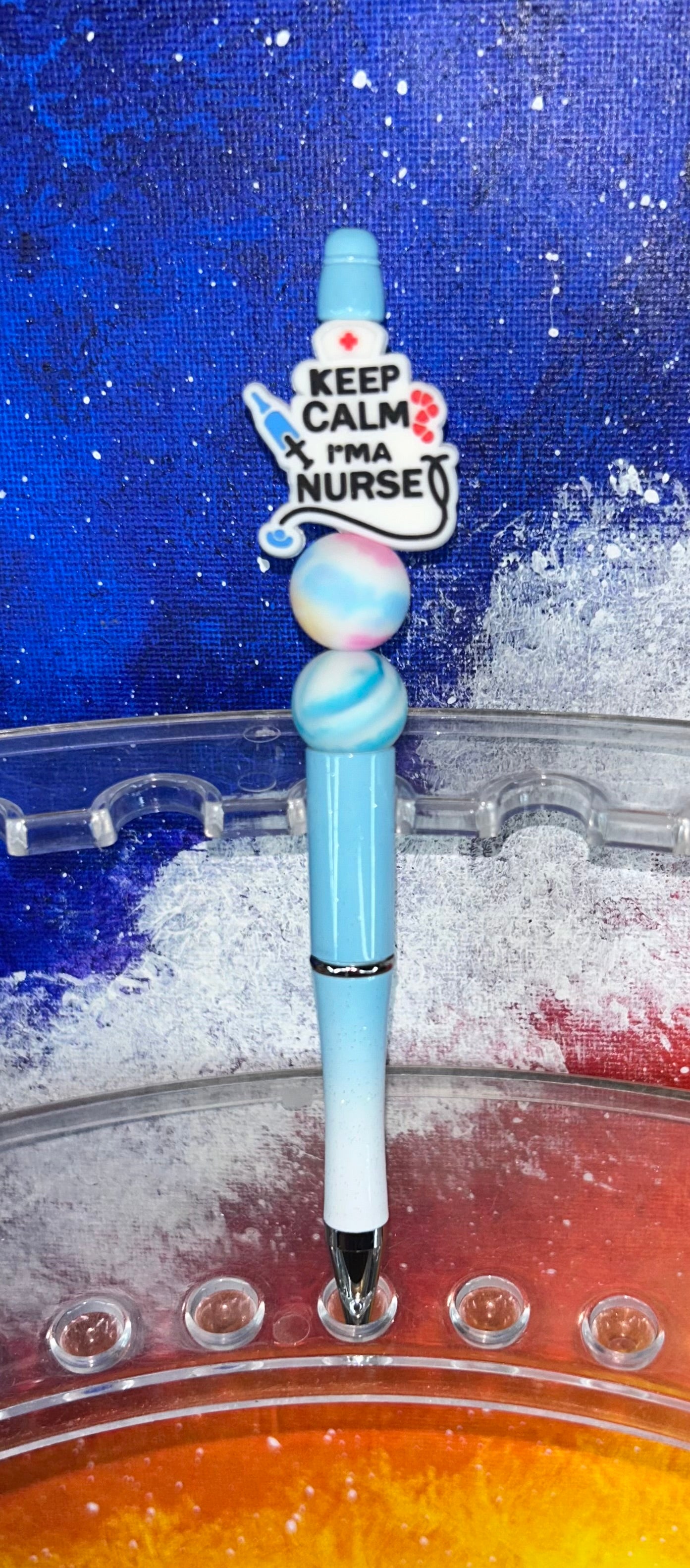 Keep Clam I'm A Nurse Blue Ombre' Pen